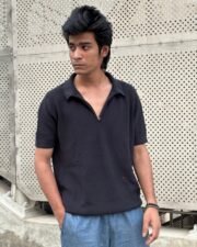 Noir Half-Zip Knit Polo