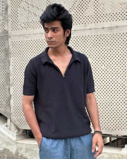 Noir Half-Zip Knit Polo