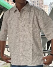 Ivory Diamond Print Oversized Shirt - Image 4