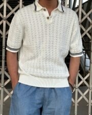 Ivory Cable Knit Polo - Image 4