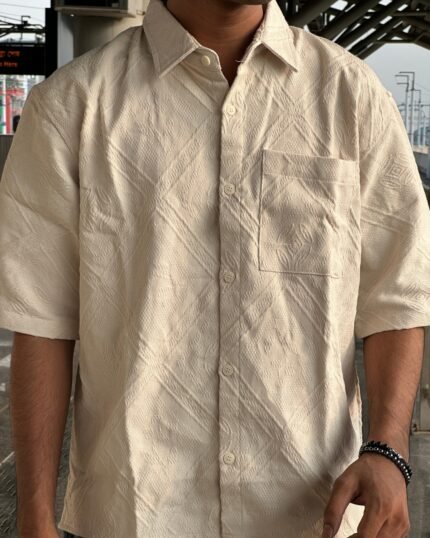 Ivory Jacquard Oversized Shirt