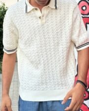 Ivory Cable Knit Polo