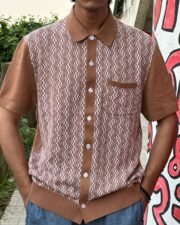 Caramel Diamond Knit Polo