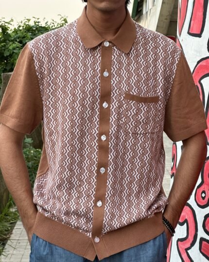Caramel Diamond Knit Polo