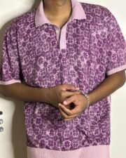 Violet Bloom Jacquard Polo