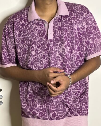 Violet Bloom Jacquard Polo