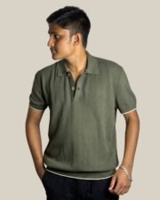Olive Diamond Knit Polo - Image 5