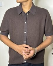 Mocha Waffle Knit Polo Shirt