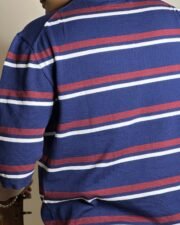 Navy Stripe Knit Polo - Image 6