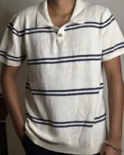 Ivory Waffle Stripe Polo