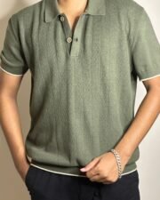 Olive Diamond Knit Polo