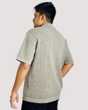 Sage Crochet Knit Polo Shirt - Image 5