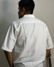 White Grid Texture Oversized Shirt - Image 3