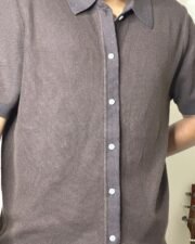 Mocha Waffle Knit Polo Shirt - Image 4