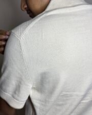 Cream Jacquard Knit Polo - Image 4
