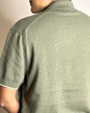 Olive Diamond Knit Polo - Image 3
