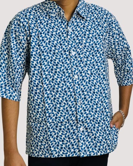 Indigo Vine Print Oversized Shirt
