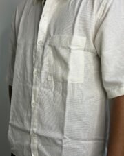 White Grid Texture Oversized Shirt - Image 2
