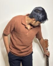Rust Crochet Knit Polo - Image 4