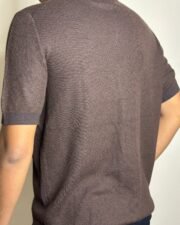 Mocha Waffle Knit Polo Shirt - Image 3