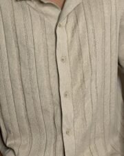 Sand Stripe Knit Polo Shirt