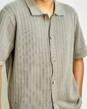 Sage Crochet Knit Polo Shirt - Image 3