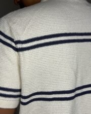 Ivory Waffle Stripe Polo - Image 3