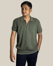 Olive Diamond Knit Polo - Image 2