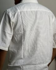 White Grid Texture Oversized Shirt - Image 6