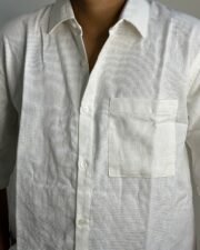 White Grid Texture Oversized Shirt - Image 5